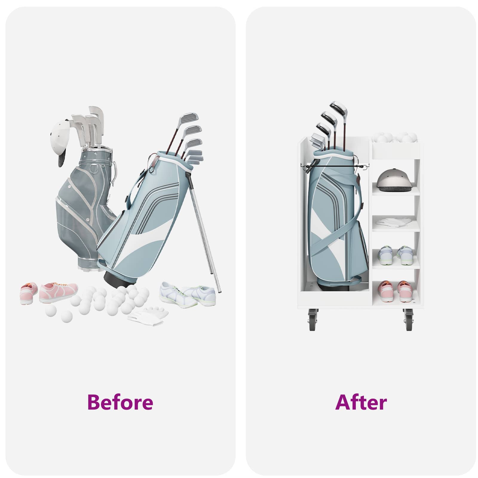 Ντουλάπι Γκολφ με τροχούς Μονόχρωμο Λευκό 65 x 45 x 98 εκ - Pakobazaar