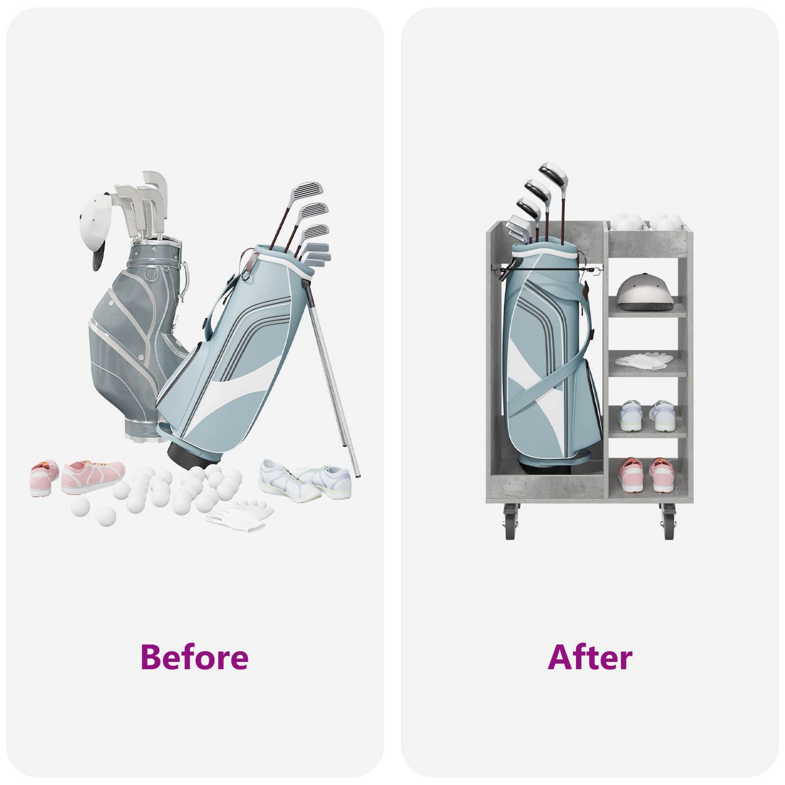 Ντουλάπι Γκολφ με τροχούς Σκυρόδεμα Γκρι 65 x 45 x 98 εκ