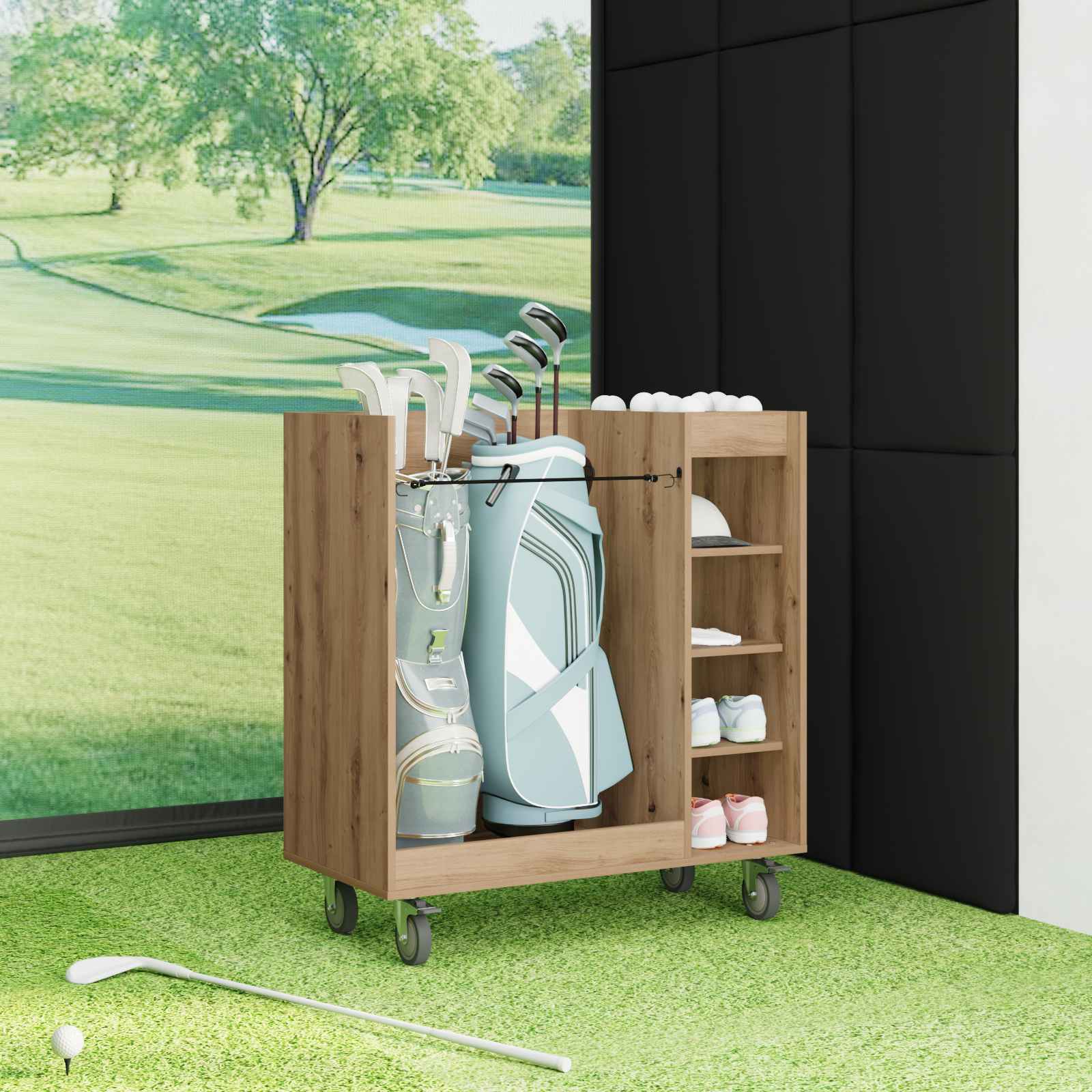 Ντουλάπι Γκολφ με τροχούς Μονόχρωμο Artisan Oak 90 x 45 x 98 εκ - Pakobazaar