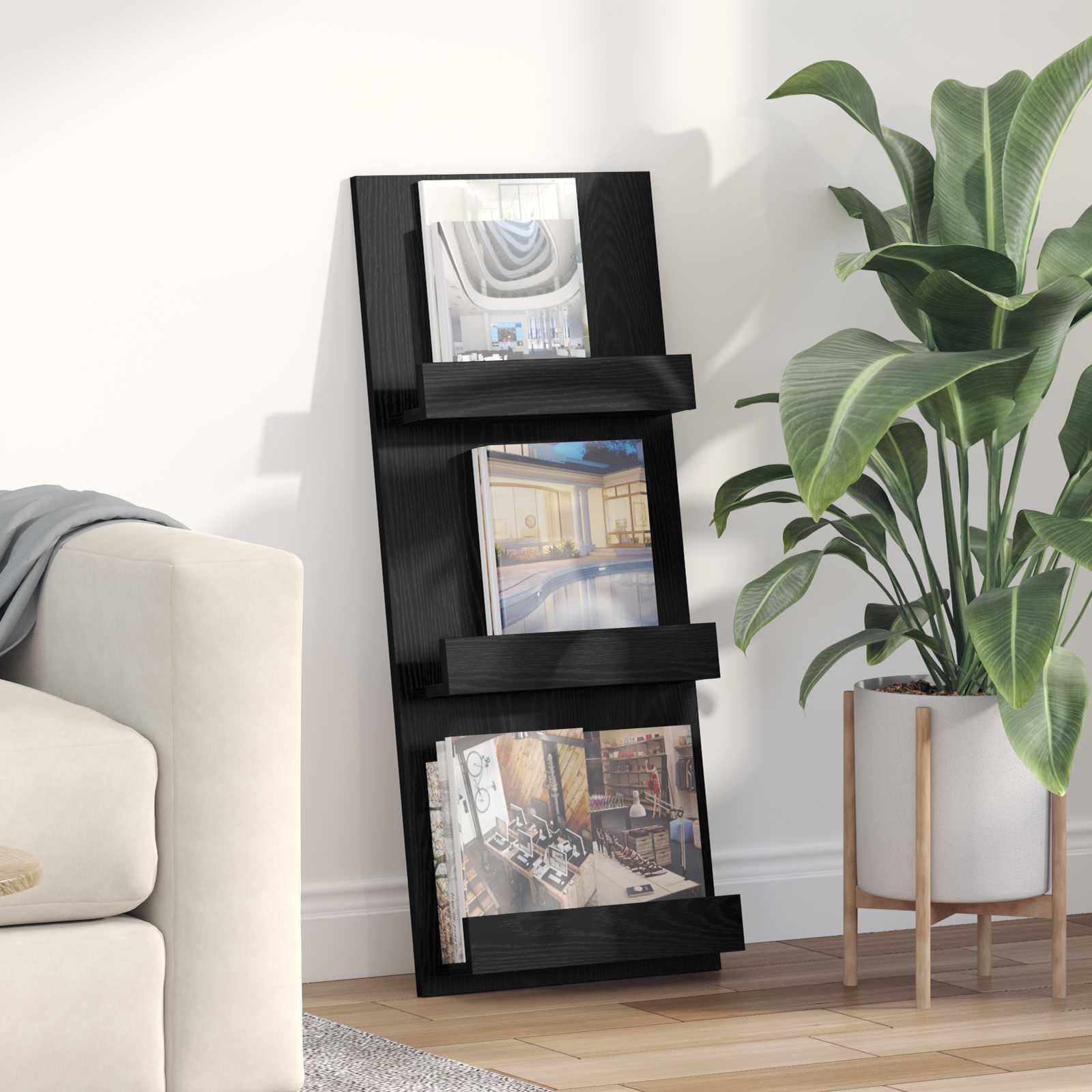 Ράφι Περιοδικών Μαύρη Οξυά 43 x 11 x 102 εκ Επεξεργασμένο ξύλο - Pakobazaar