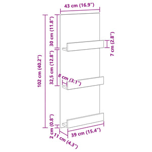 Ράφι Περιοδικών με ράφι Σκυρόδεμα Γκρι 43 x 11 x 102 εκ - Pakobazaar