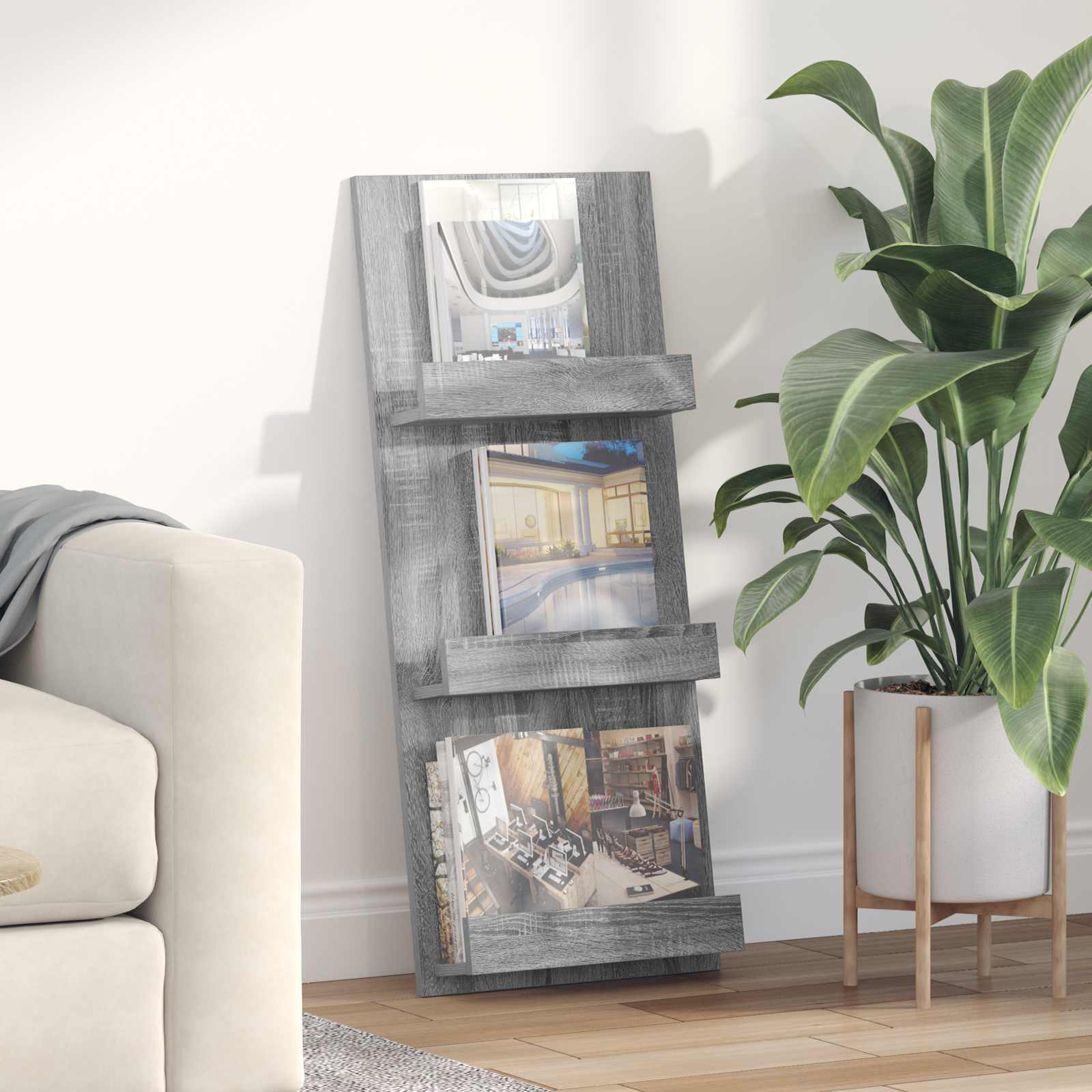 Ράφι Περιοδικών με ράφι Γκρίζο Σονομα 43 x 11 x 102 εκ - Pakobazaar