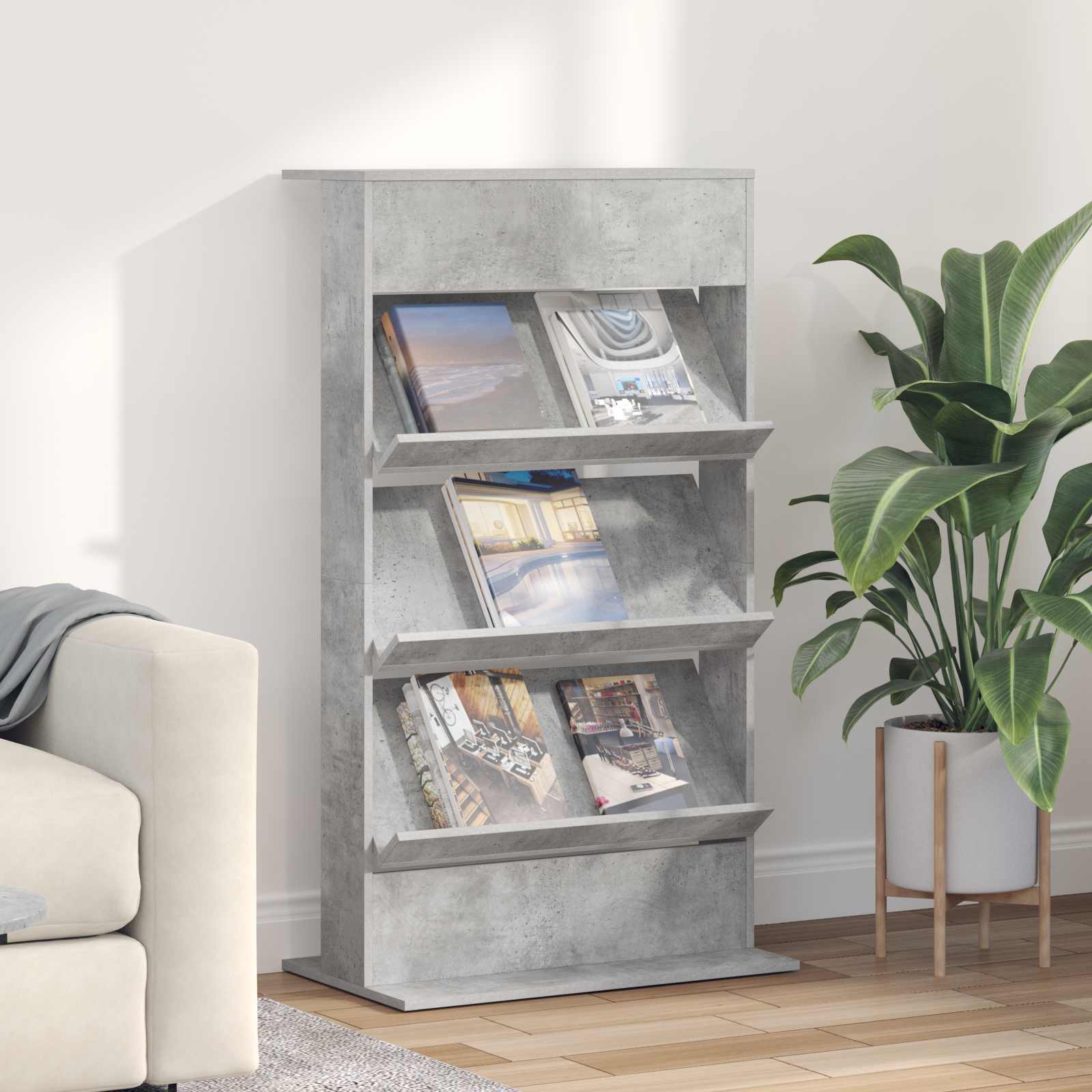 Ράφι Περιοδικών με ράφι Σκυρόδεμα Γκρι 70 x 41 x 126 εκ.