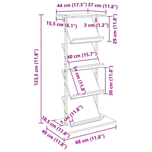 Ράφι Περιοδικών με ράφι Καπνιστό Δρύς 68 x 40 x 123.5 εκ. - Pakobazaar