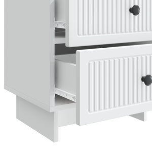 Κομοδίνο 2 pcs Λευκό 43 x 34,5 x 47,5 εκ Επεξεργασμένο Ξύλο - Pakobazaar