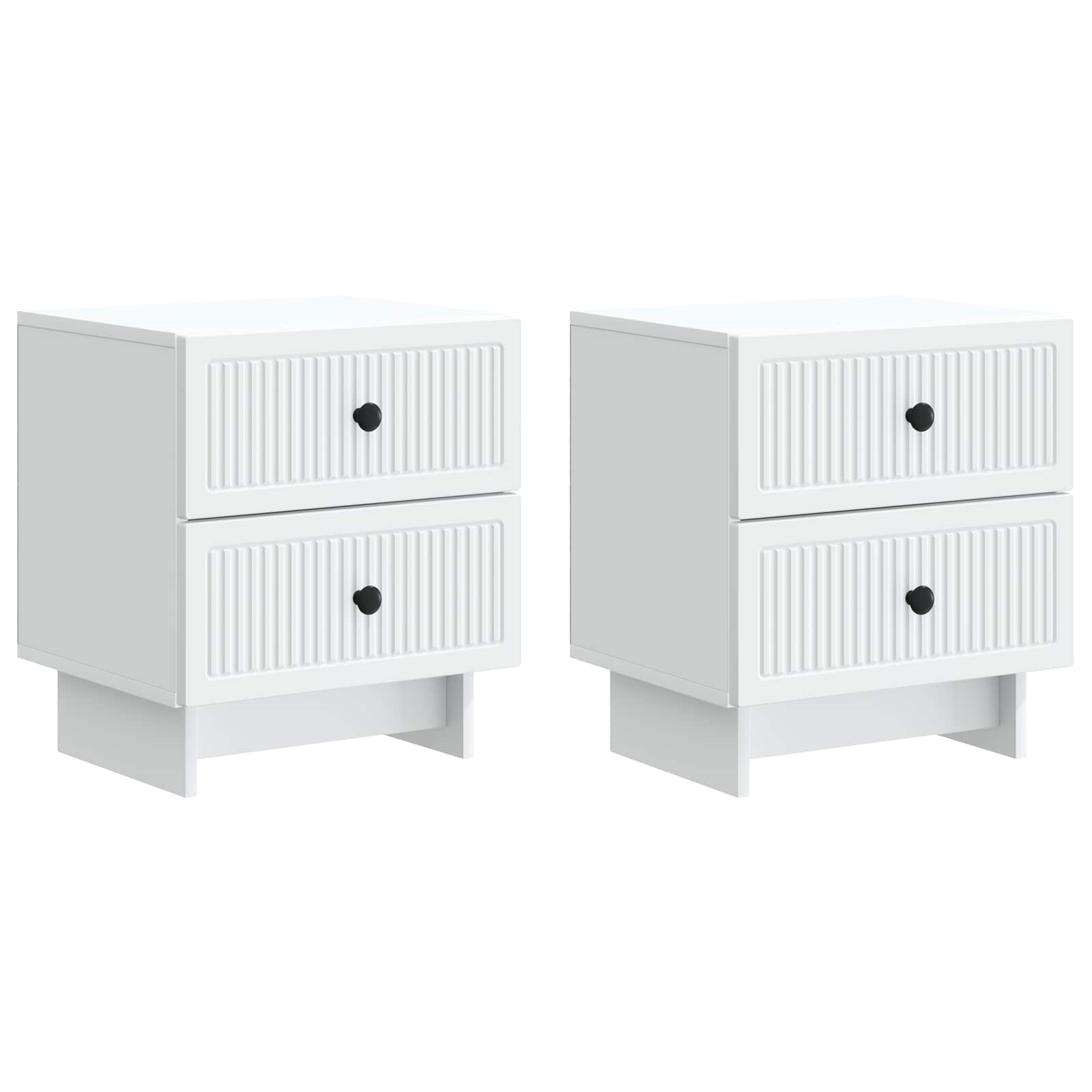 Κομοδίνο 2 pcs Λευκό 43 x 34,5 x 47,5 εκ Επεξεργασμένο Ξύλο - Pakobazaar