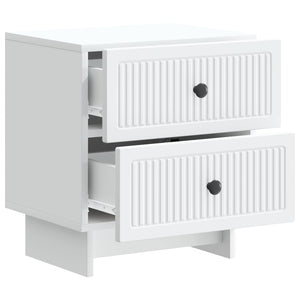 Κομοδίνο 2 pcs Λευκό 43 x 34,5 x 47,5 εκ Επεξεργασμένο Ξύλο - Pakobazaar