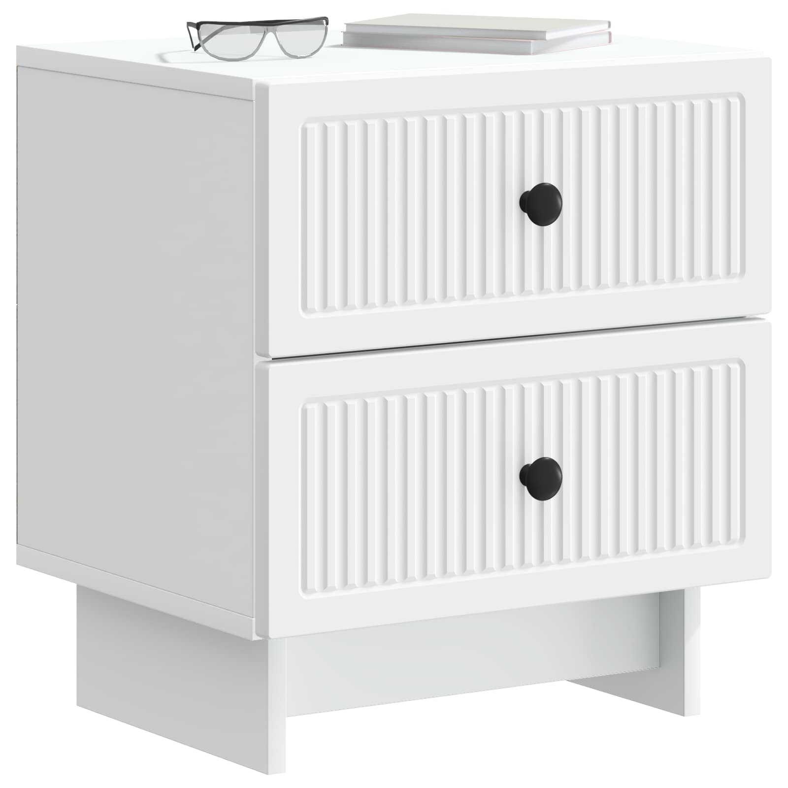Κομοδίνο 2 pcs Λευκό 43 x 34,5 x 47,5 εκ Επεξεργασμένο Ξύλο - Pakobazaar