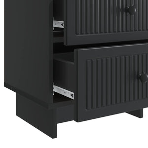 Κομοδίνο 2 pcs Μαύρο 43 x 34,5 x 47,5 εκ Επεξεργασμένο Ξύλο - Pakobazaar