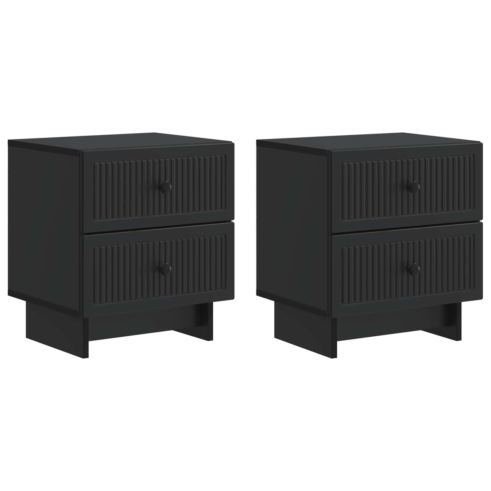 Κομοδίνο 2 pcs Μαύρο 43 x 34,5 x 47,5 εκ Επεξεργασμένο Ξύλο - Pakobazaar