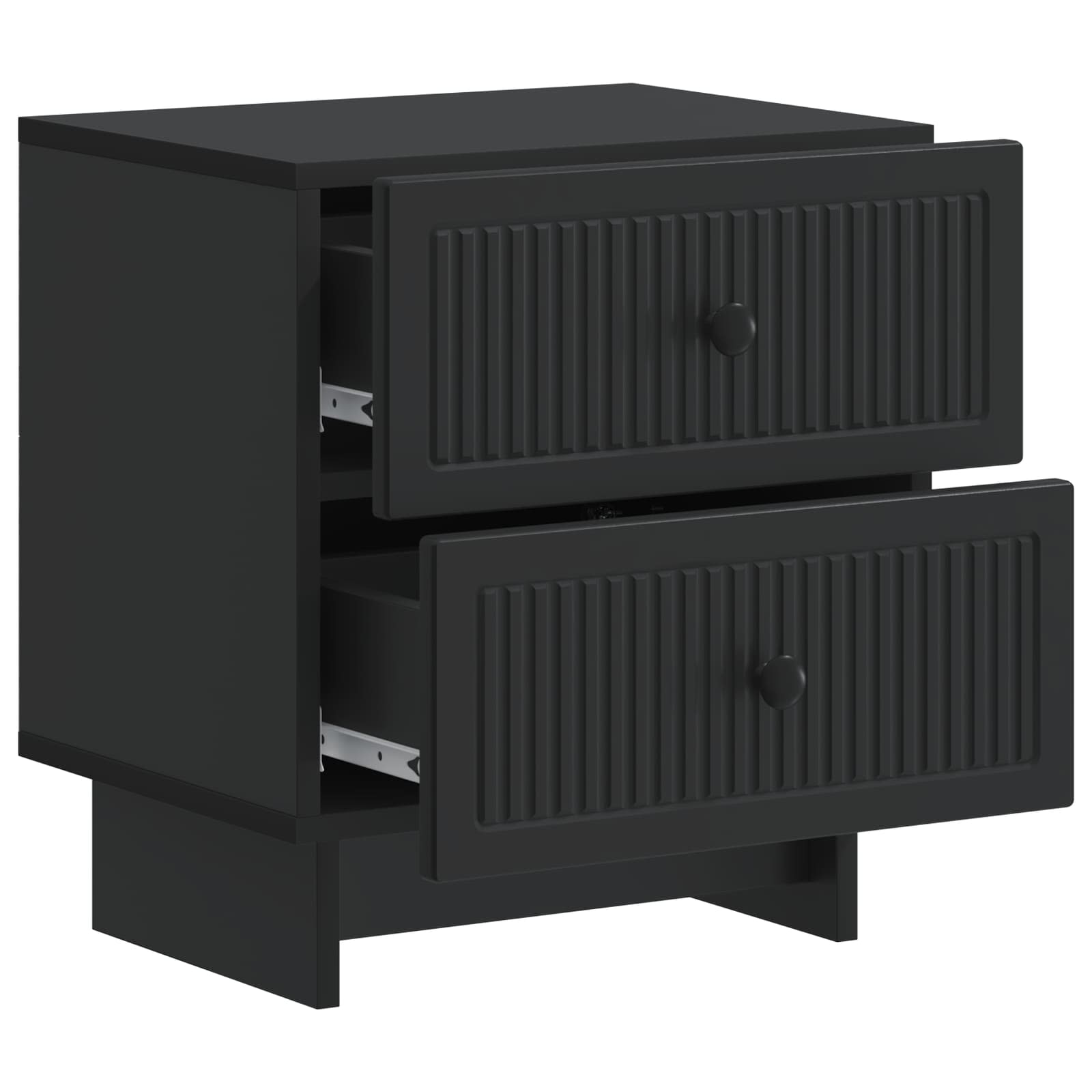 Κομοδίνο 2 pcs Μαύρο 43 x 34,5 x 47,5 εκ Επεξεργασμένο Ξύλο - Pakobazaar