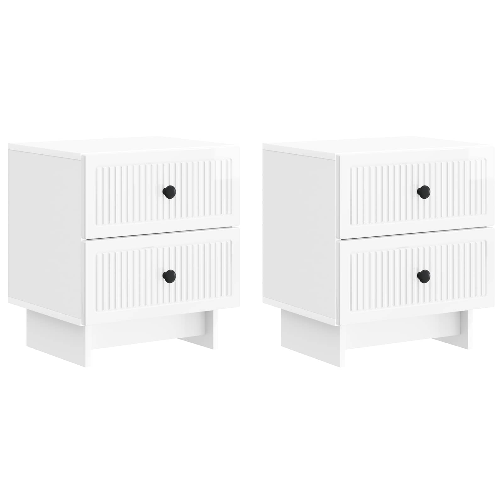 Κομοδίνο με συρτάρι 2 pcs Γυαλιστερό Λευκό 43 x 34,5 x 47,5 εκ - Pakobazaar
