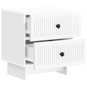 Κομοδίνο με συρτάρι 2 pcs Γυαλιστερό Λευκό 43 x 34,5 x 47,5 εκ - Pakobazaar