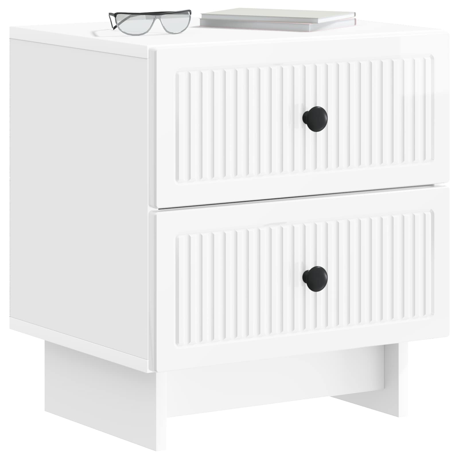 Κομοδίνο με συρτάρι 2 pcs Γυαλιστερό Λευκό 43 x 34,5 x 47,5 εκ - Pakobazaar