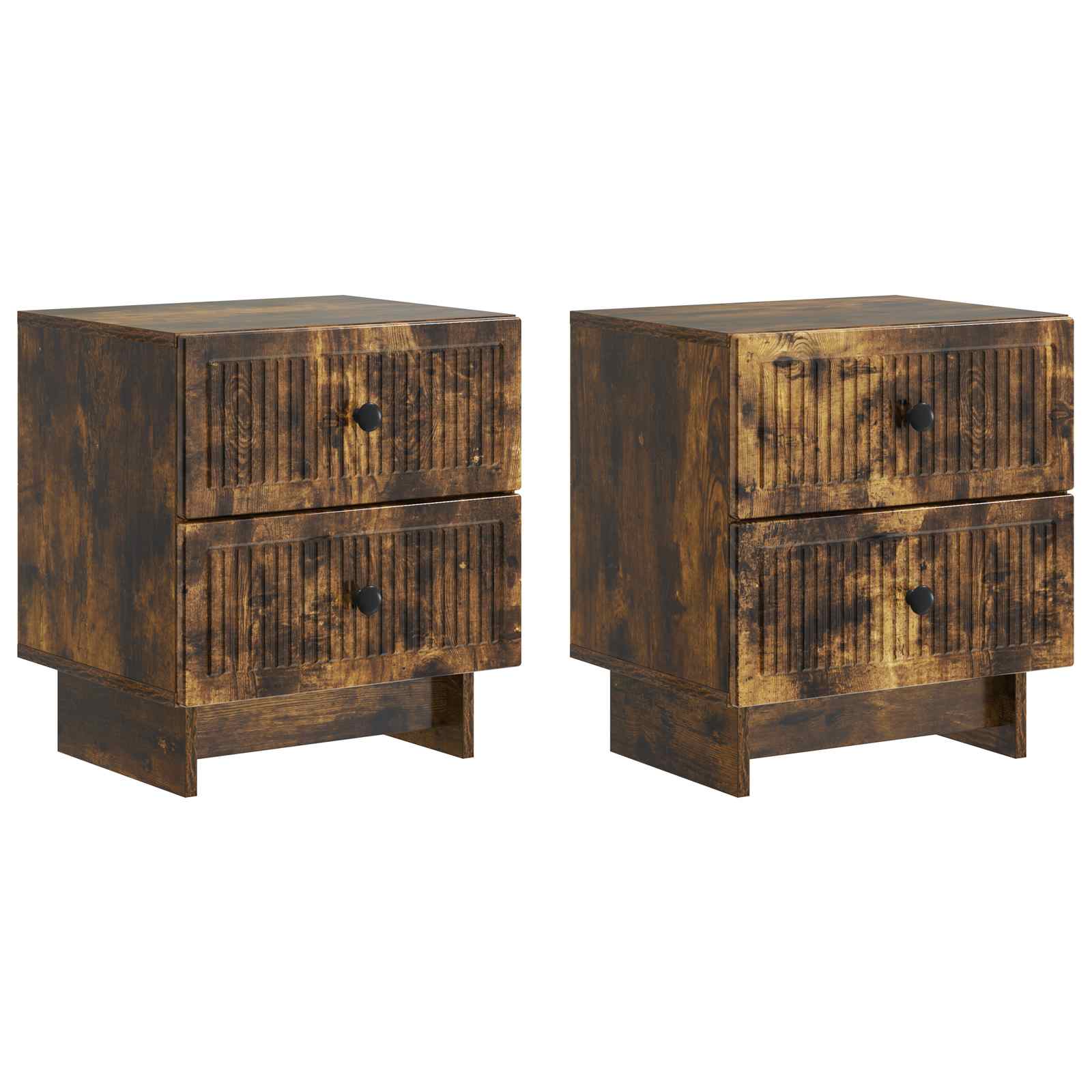 Κομοδίνο 2 pcs Καπνισμένο Ξύλο Δρυός 43 x 34,5 x 47,5 εκ - Pakobazaar