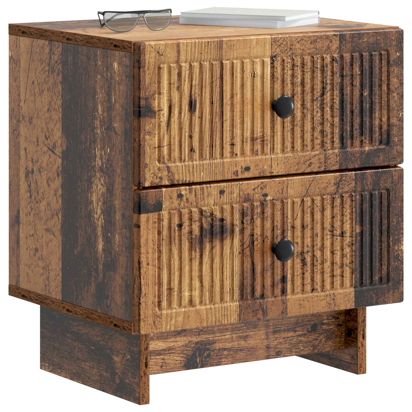 Κομοδίνο με συρτάρι 2 pcs Παλαιωμένο ξύλο 43 x 34,5 x 47,5 εκ - Pakobazaar