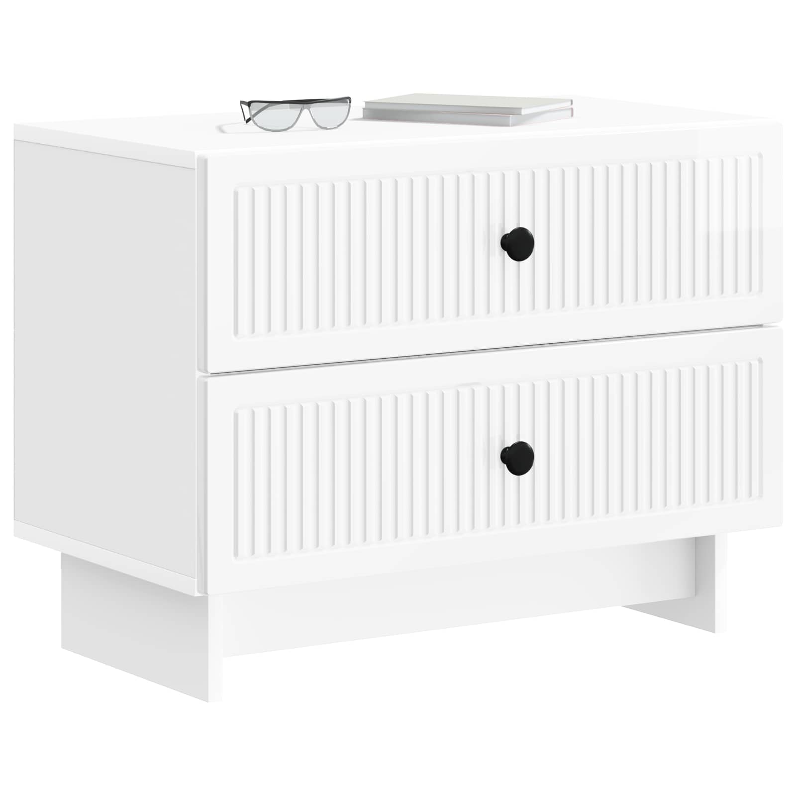 Κομοδίνο με συρτάρι Γυαλιστερό Λευκό 62 x 34,5 x 47,5 εκ - Pakobazaar