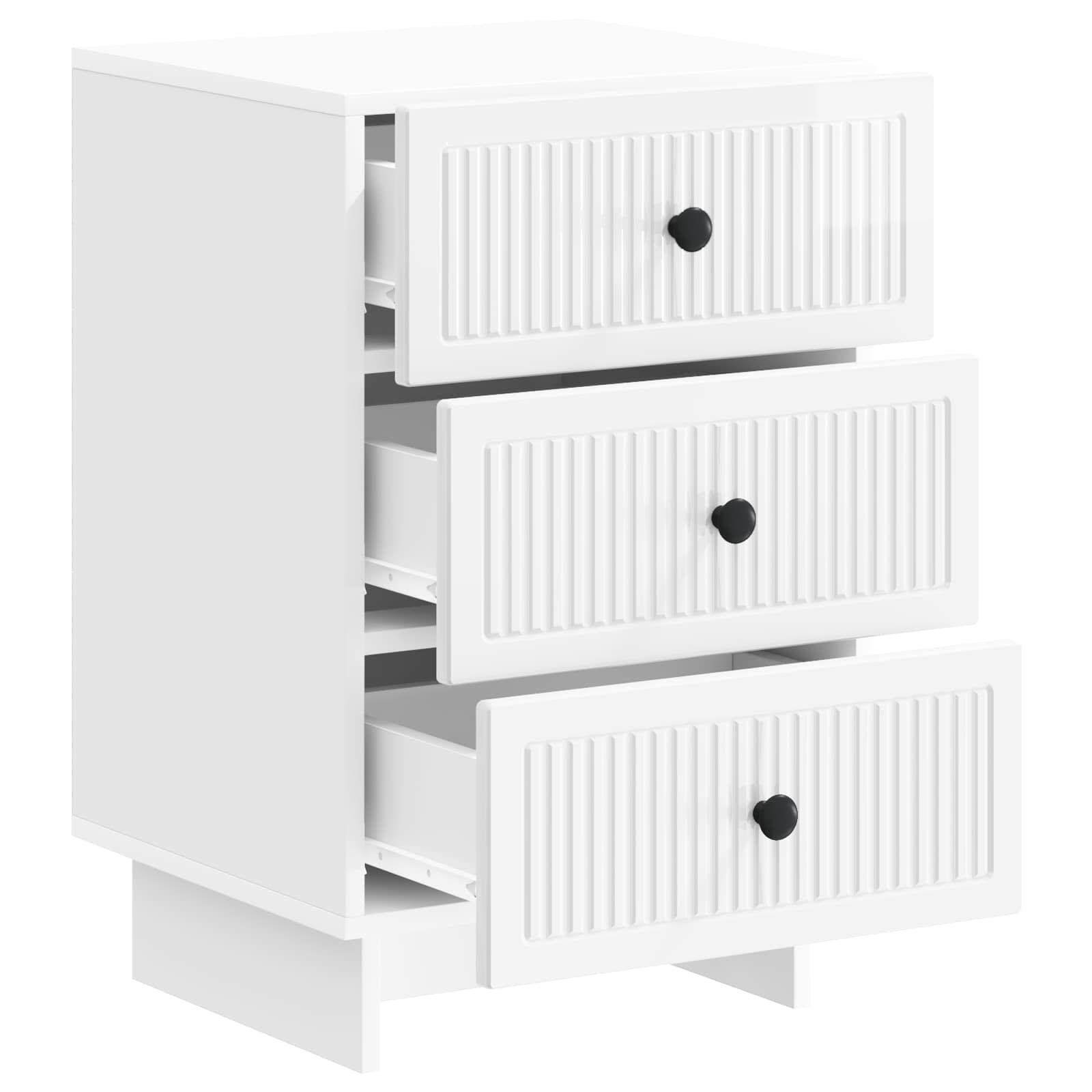 Κομοδίνο Γυαλιστερό Λευκό 43 x 41 x 66,5 εκ. Επεξεργασμένο Ξύλο - Pakobazaar