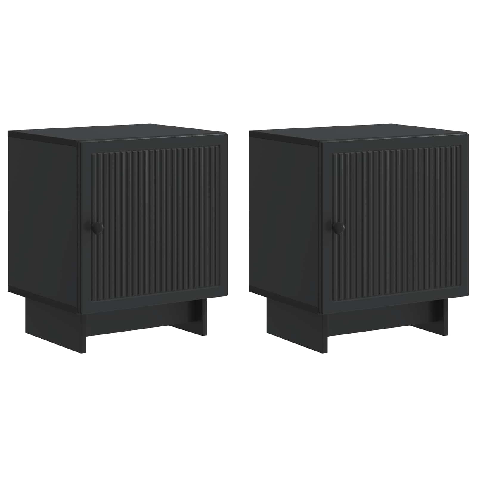 Κομοδίνο 2 pcs Μαύρο 43 x 34,5 x 50 εκ Επεξεργασμένο Ξύλο - Pakobazaar