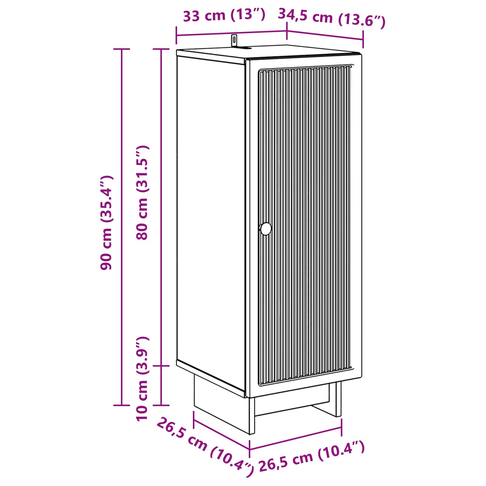 Ντουλαπιού Τεχνίτικη Δρυς 33 x 34,5 x 90 εκ - Pakobazaar