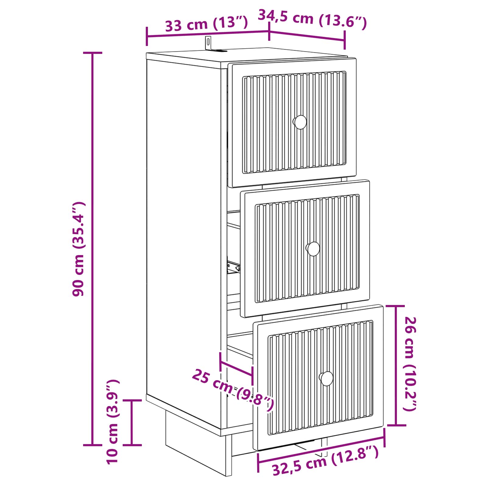 Ντουλάπι με Συρτάρια Λευκό 33 x 34,5 x 90 εκ Επεξεργασμένο Ξύλο - Pakobazaar