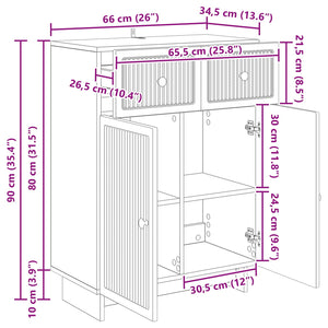 Πλαϊνό γραφείο Καπνισμένο Ξύλο Δρυός 66 x 34,5 x 90 εκ - Pakobazaar