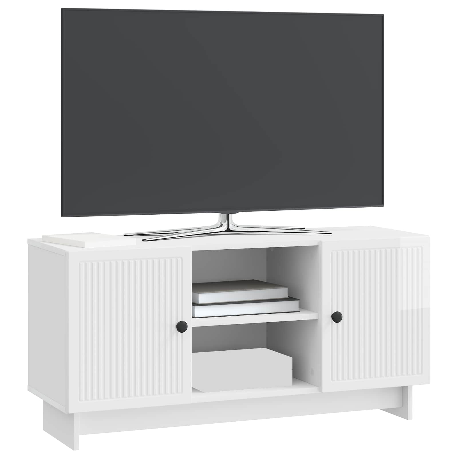 Ντουλάπι TV Υψηλής γυαλάδας λευκό 102 x 34,5 x 50 εκ. - Pakobazaar