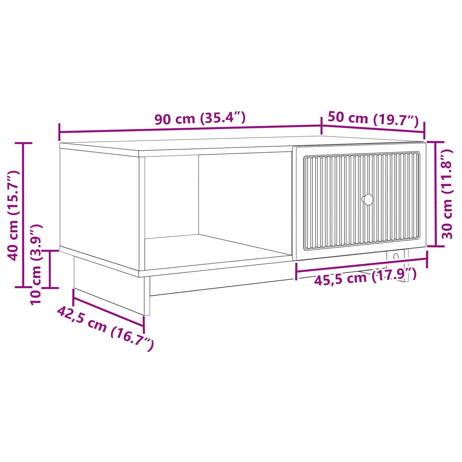 Τραπεζάκι σαλονιού Γυαλιστερό Λευκό 90 x 50 x 40 cm - Pakobazaar