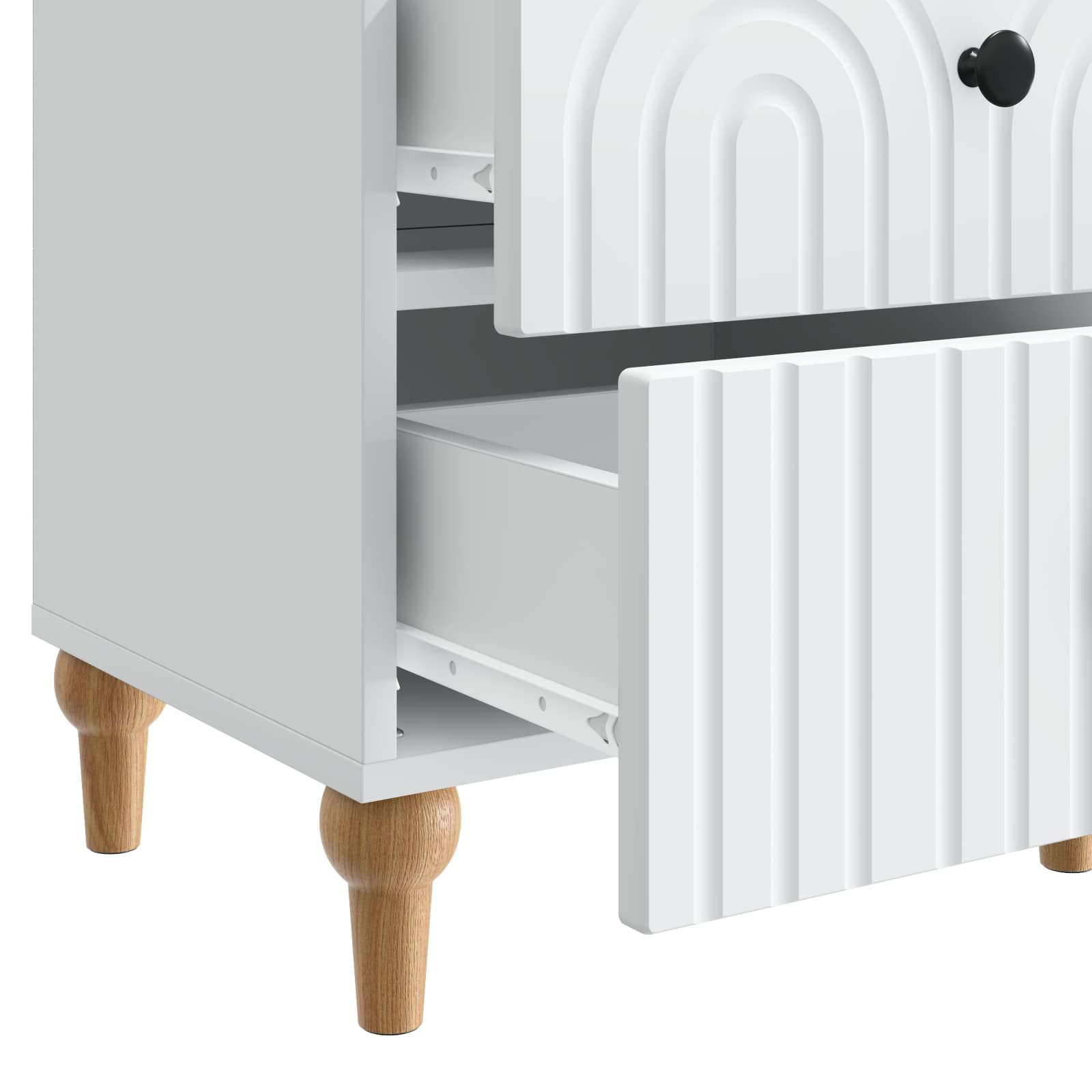 Κομοδίνο 2 pcs Λευκό 43 x 34,5 x 48 εκ Επεξεργασμένο Ξύλο - Pakobazaar