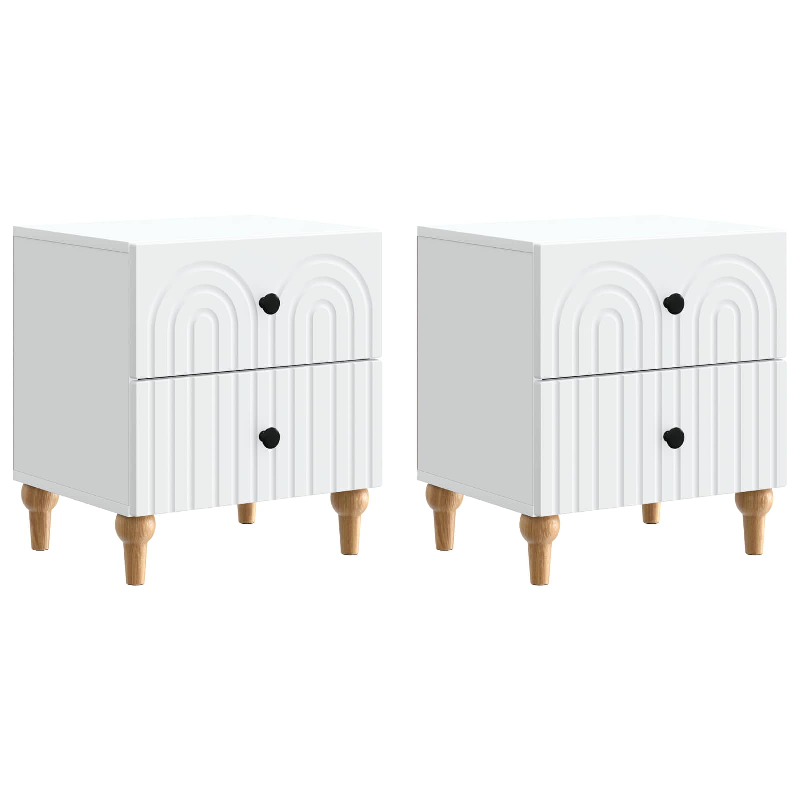Κομοδίνο 2 pcs Λευκό 43 x 34,5 x 48 εκ Επεξεργασμένο Ξύλο - Pakobazaar