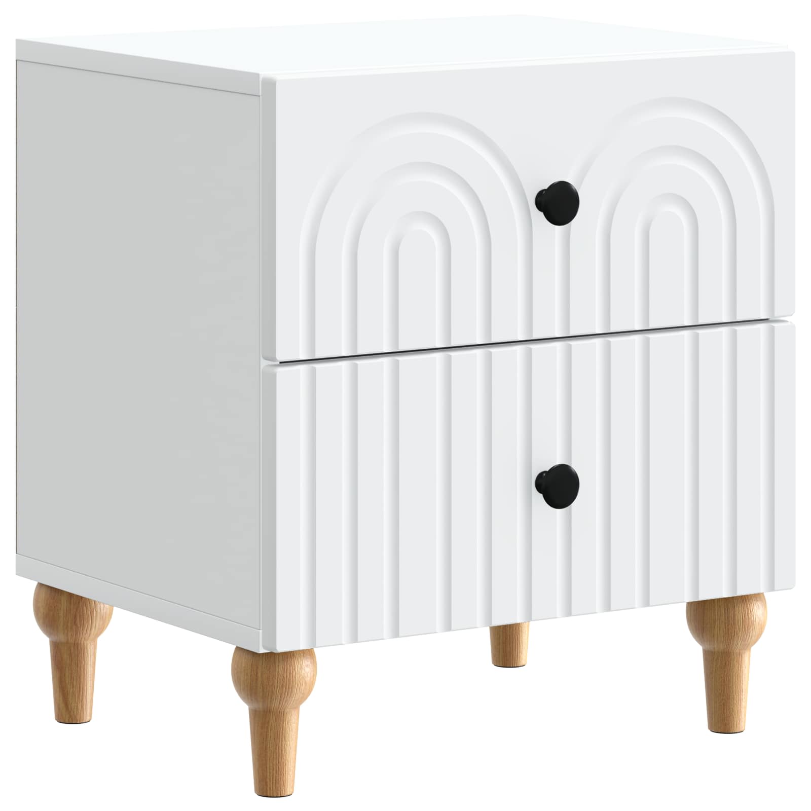 Κομοδίνο 2 pcs Λευκό 43 x 34,5 x 48 εκ Επεξεργασμένο Ξύλο - Pakobazaar