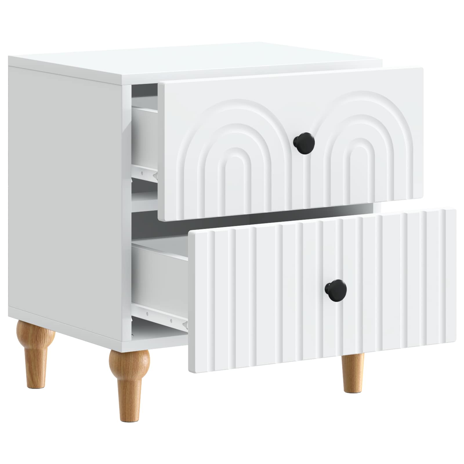 Κομοδίνο 2 pcs Λευκό 43 x 34,5 x 48 εκ Επεξεργασμένο Ξύλο - Pakobazaar