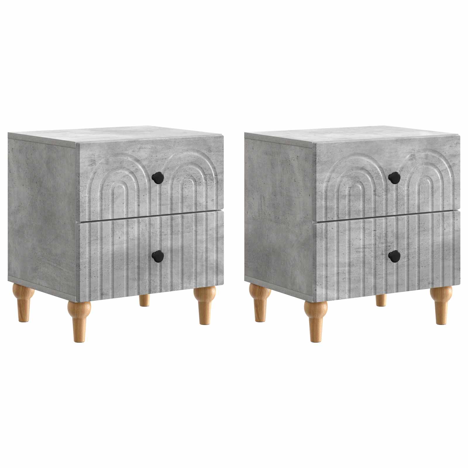 Κομοδίνο με συρτάρι 2 pcs Γκρι Σκυροδέματος 43 x 34,5 x 48 εκ - Pakobazaar