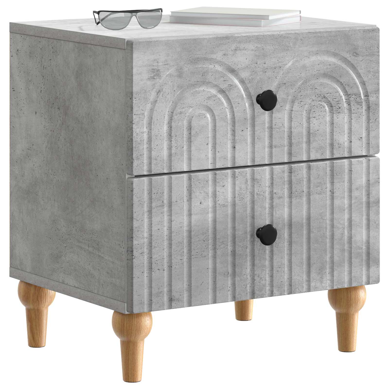 Κομοδίνο με συρτάρι 2 pcs Γκρι Σκυροδέματος 43 x 34,5 x 48 εκ - Pakobazaar