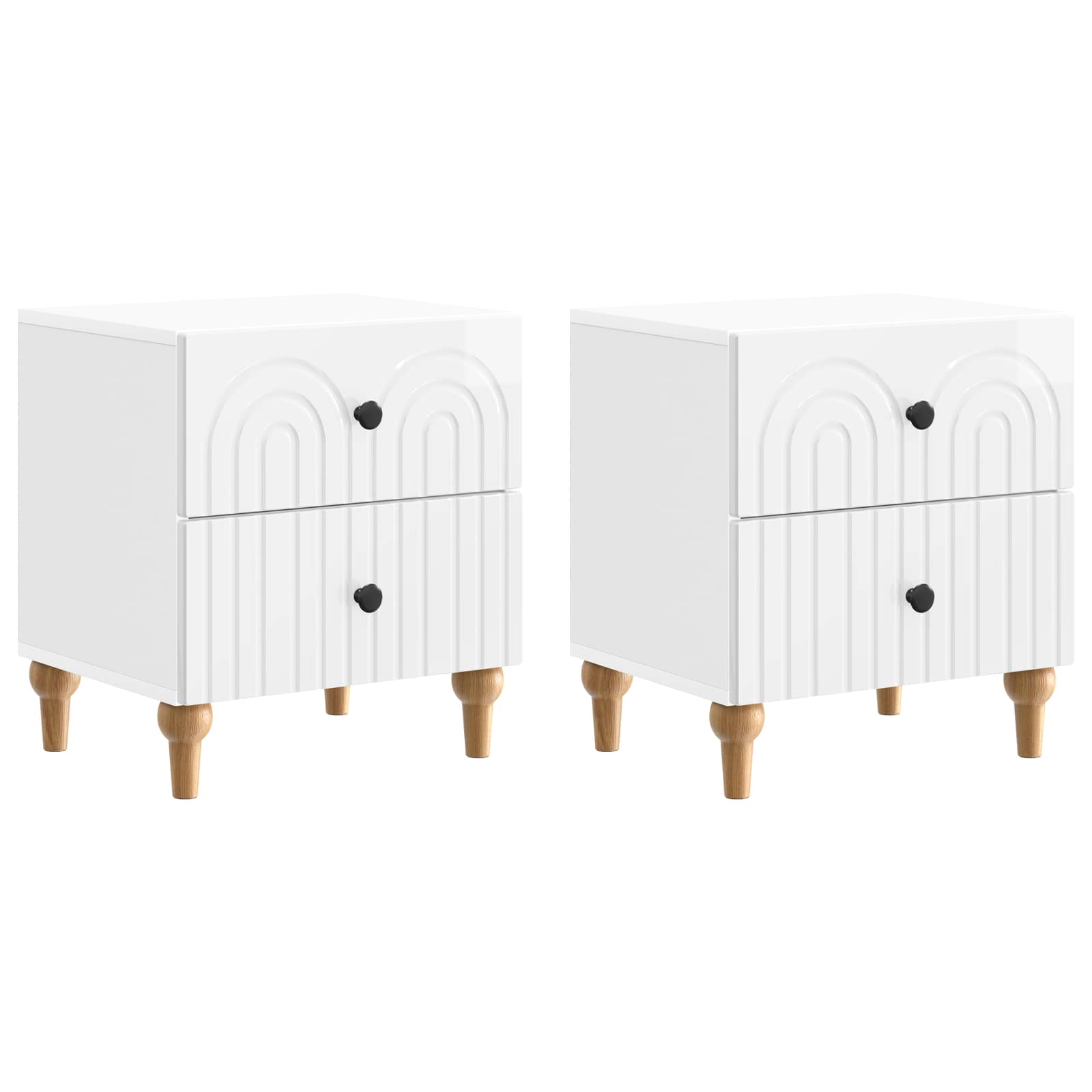 Κομοδίνο με συρτάρι 2 pcs Γυαλιστερό Λευκό 43 x 34,5 x 48 εκ - Pakobazaar