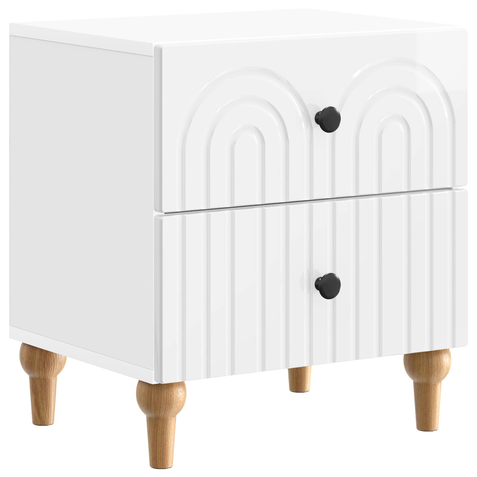 Κομοδίνο με συρτάρι 2 pcs Γυαλιστερό Λευκό 43 x 34,5 x 48 εκ - Pakobazaar