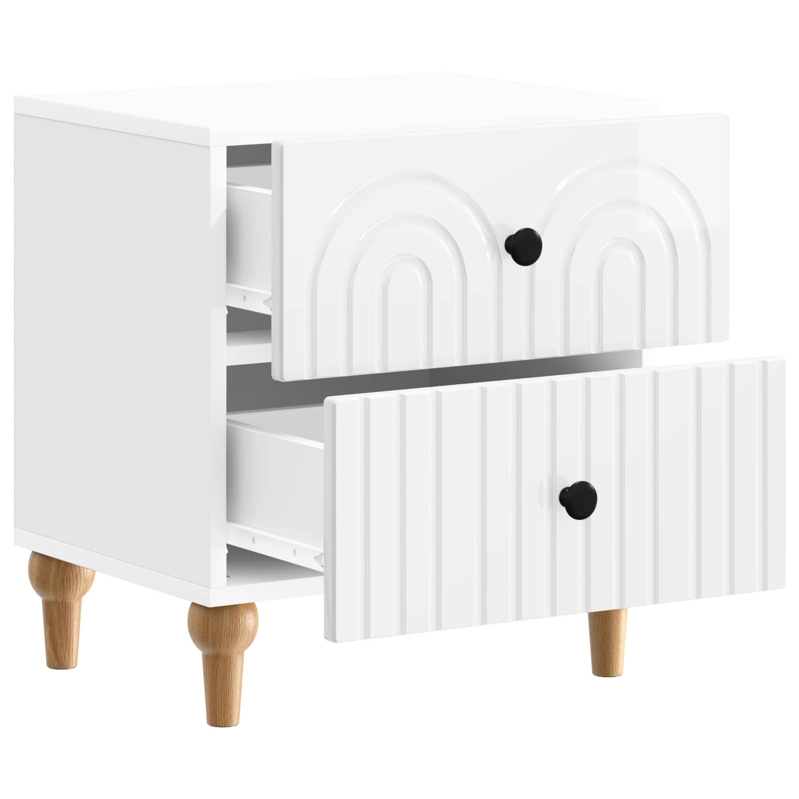 Κομοδίνο με συρτάρι 2 pcs Γυαλιστερό Λευκό 43 x 34,5 x 48 εκ - Pakobazaar