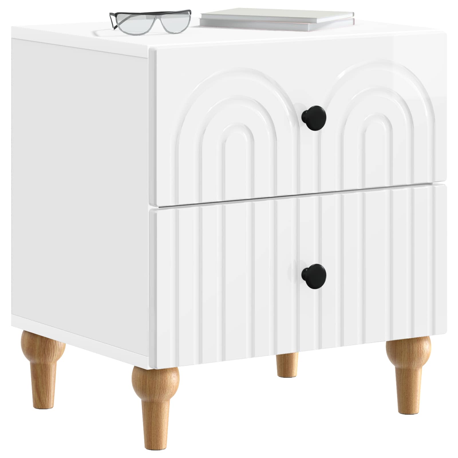 Κομοδίνο με συρτάρι 2 pcs Γυαλιστερό Λευκό 43 x 34,5 x 48 εκ - Pakobazaar