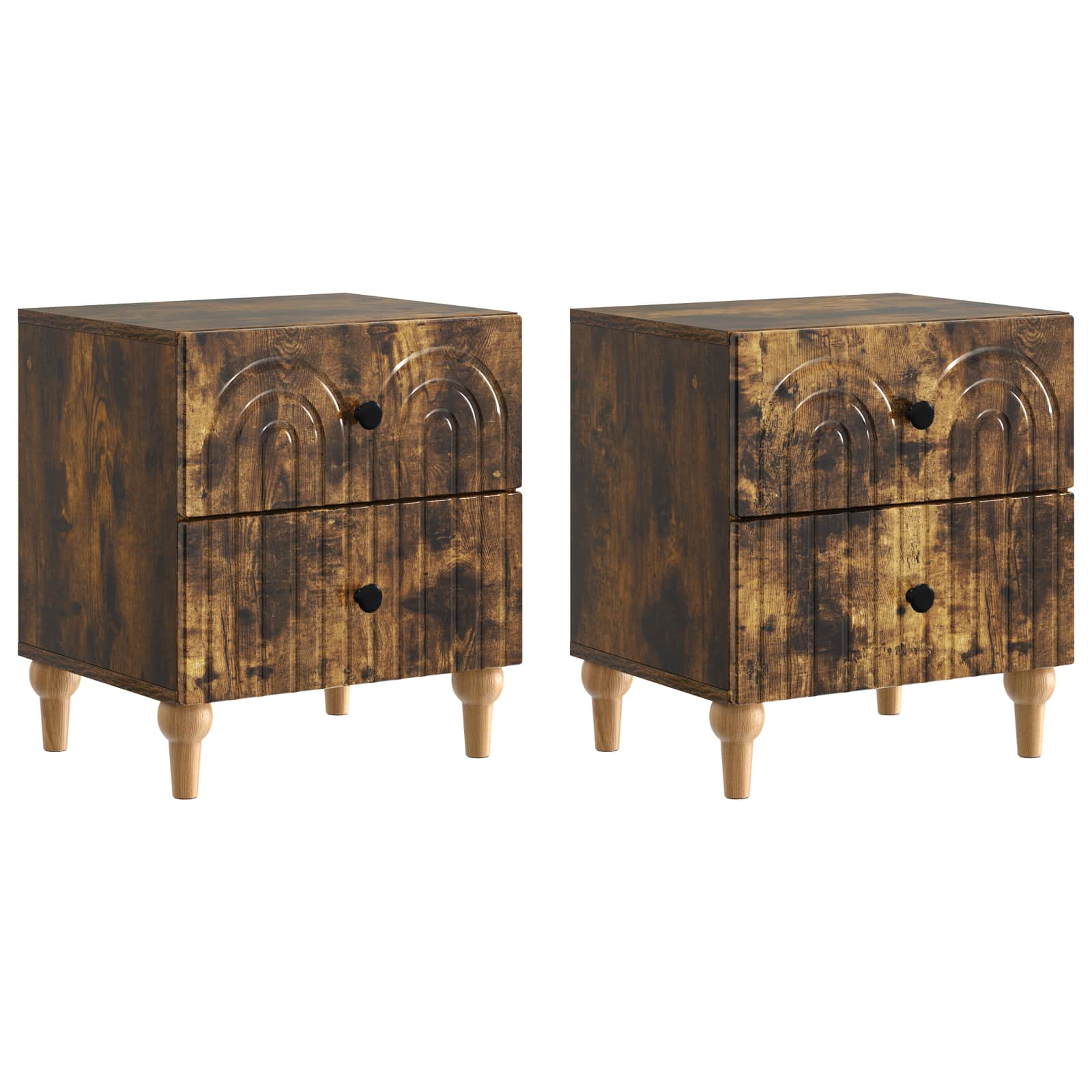 Κομοδίνο 2 pcs Καπνισμένο Ξύλο Δρυός 43 x 34,5 x 48 εκ - Pakobazaar