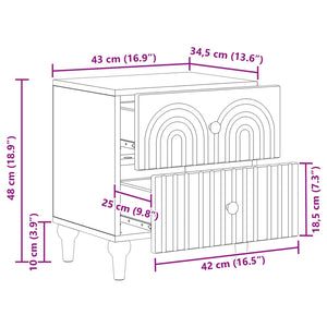 Κομοδίνο 2 pcs Καπνισμένο Ξύλο Δρυός 43 x 34,5 x 48 εκ - Pakobazaar