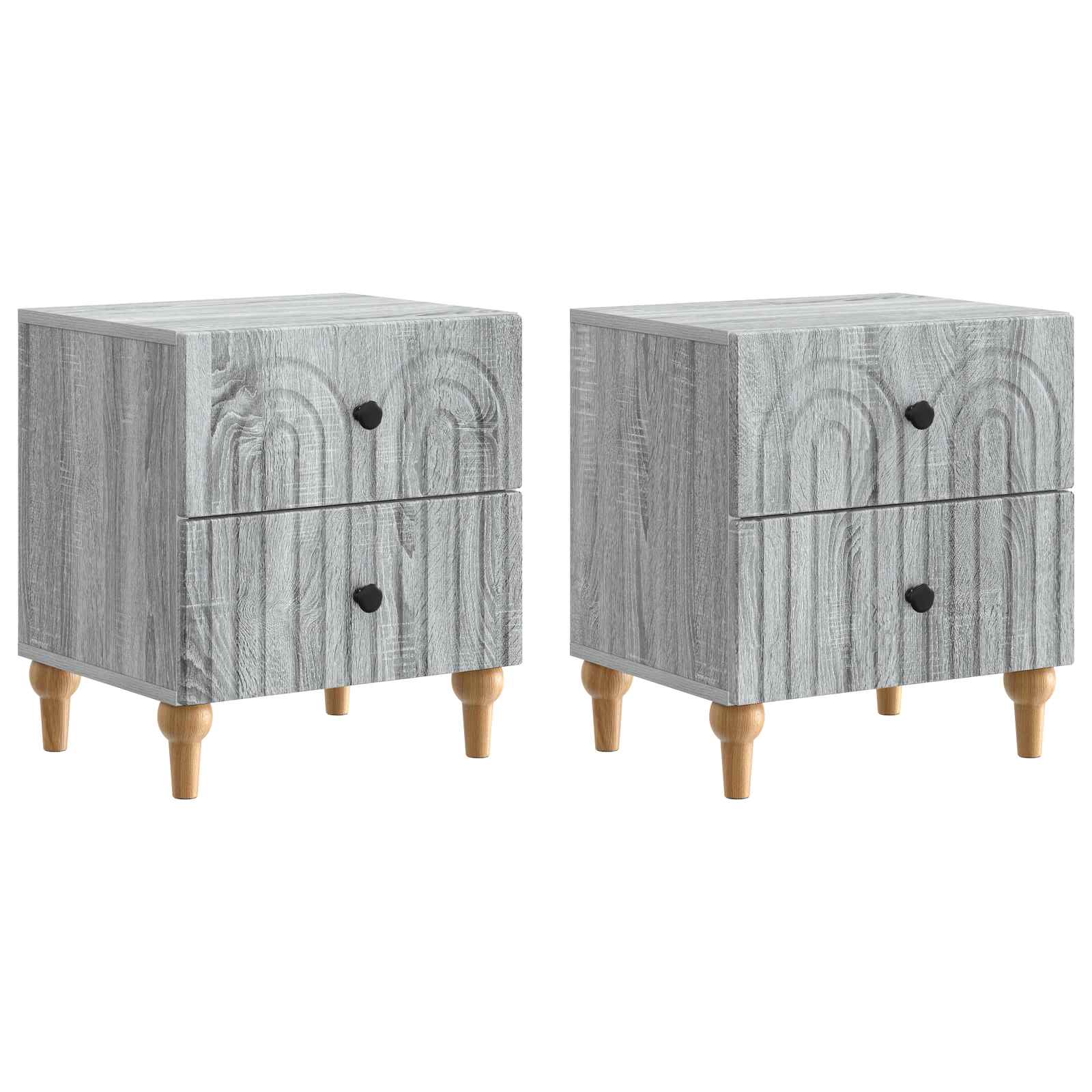 Κομοδίνο 2 pcs Γκρι Sonoma 43 x 34,5 x 48 εκ Επεξεργασμένο Ξύλο - Pakobazaar