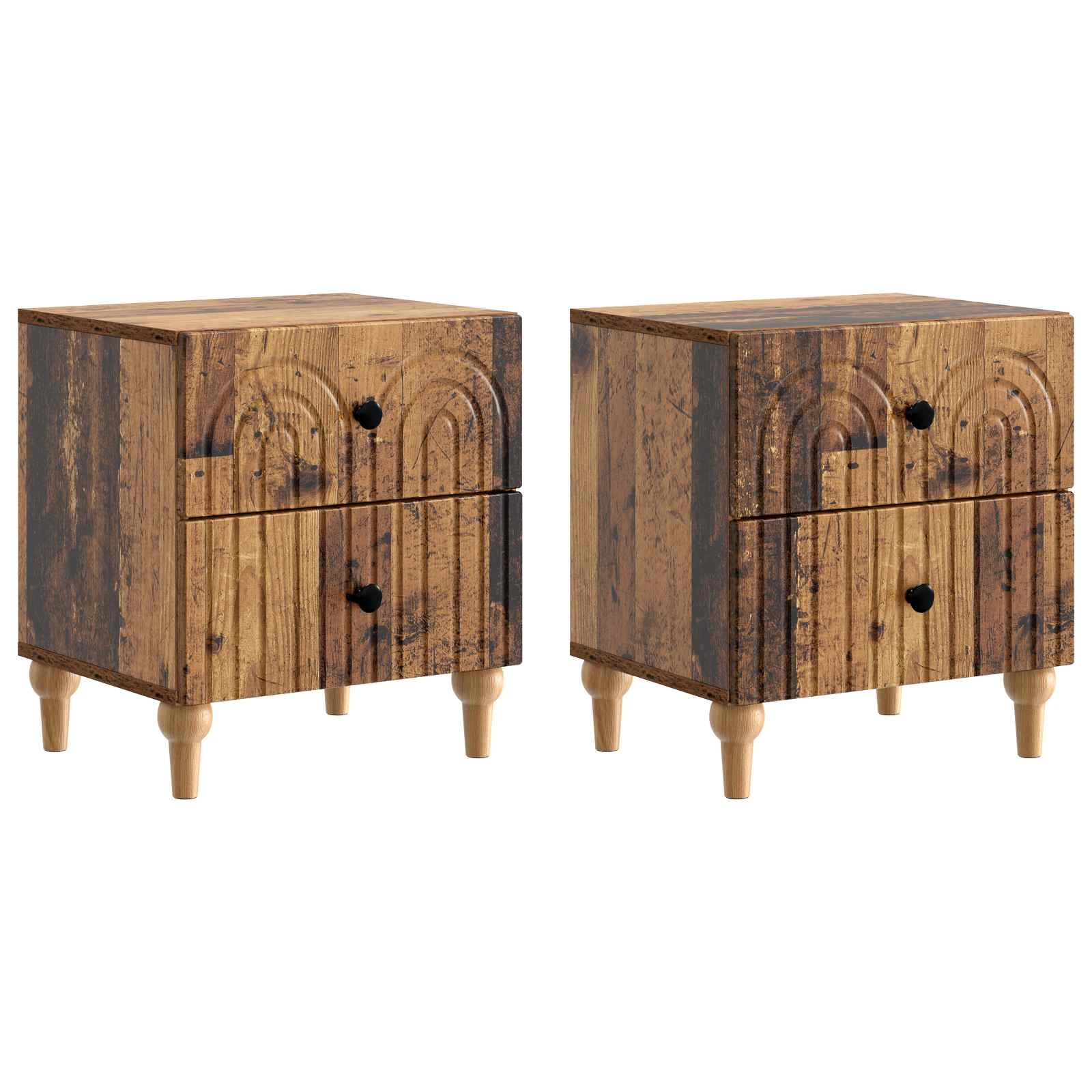 Κομοδίνο με συρτάρι 2 pcs Παλαιωμένο ξύλο 43 x 34,5 x 48 εκ - Pakobazaar