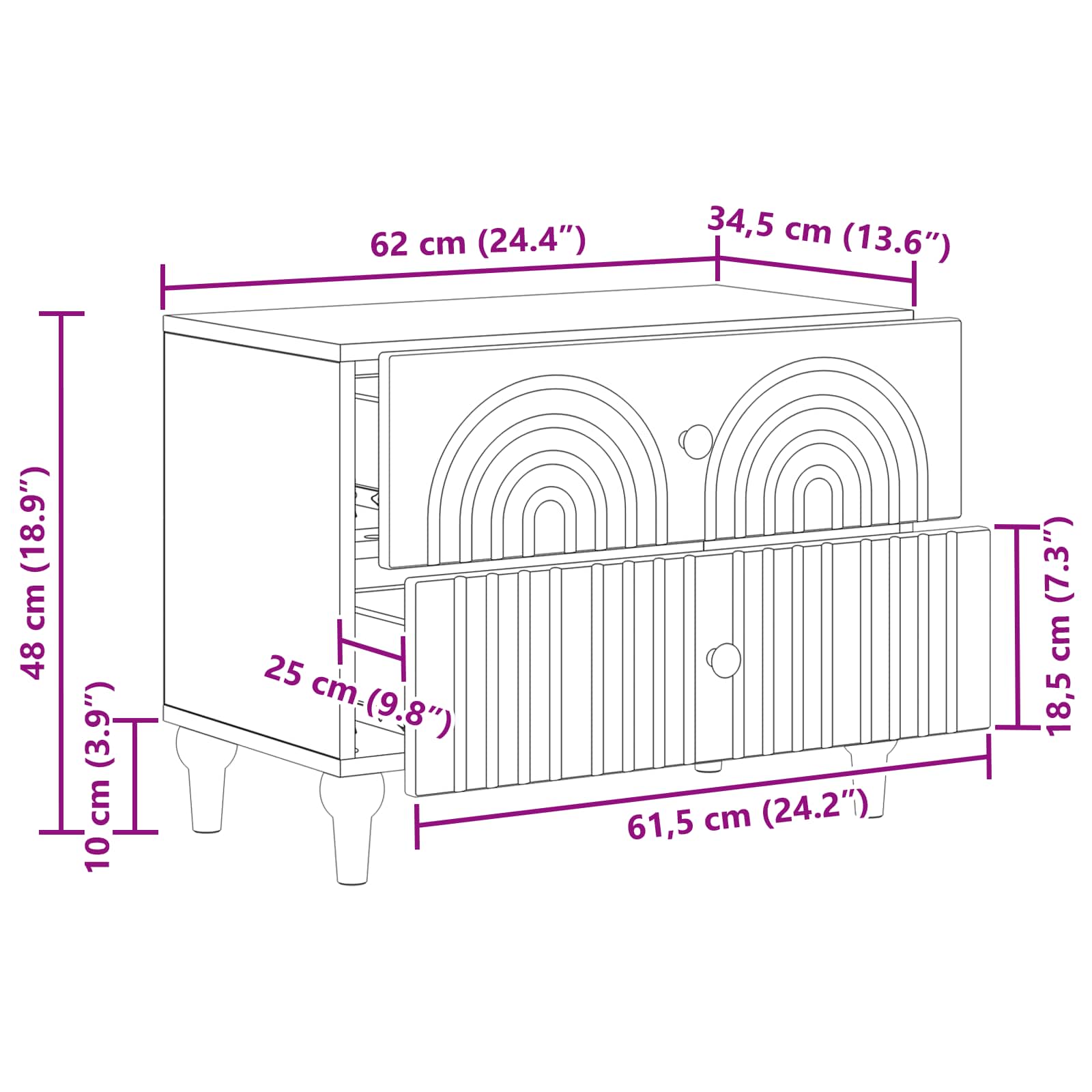 Κομοδίνο Γυαλιστερό Λευκό 62 x 34,5 x 48 εκ Επεξεργασμένο Ξύλο - Pakobazaar