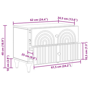 Κομοδίνο Γυαλιστερό Λευκό 62 x 34,5 x 48 εκ Επεξεργασμένο Ξύλο - Pakobazaar