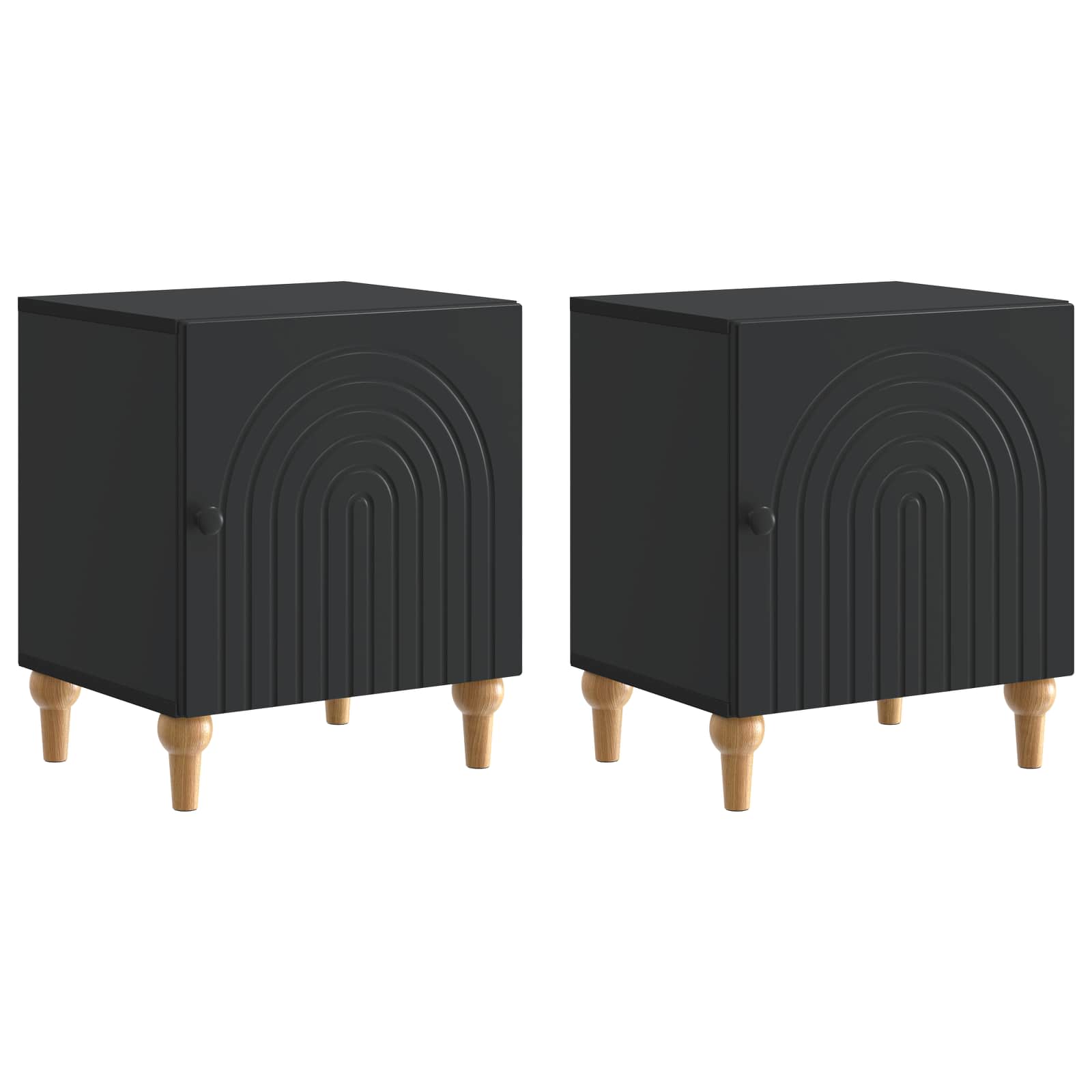 Κομοδίνο 2 pcs Μαύρο 43 x 34,5 x 50 εκ Επεξεργασμένο Ξύλο - Pakobazaar