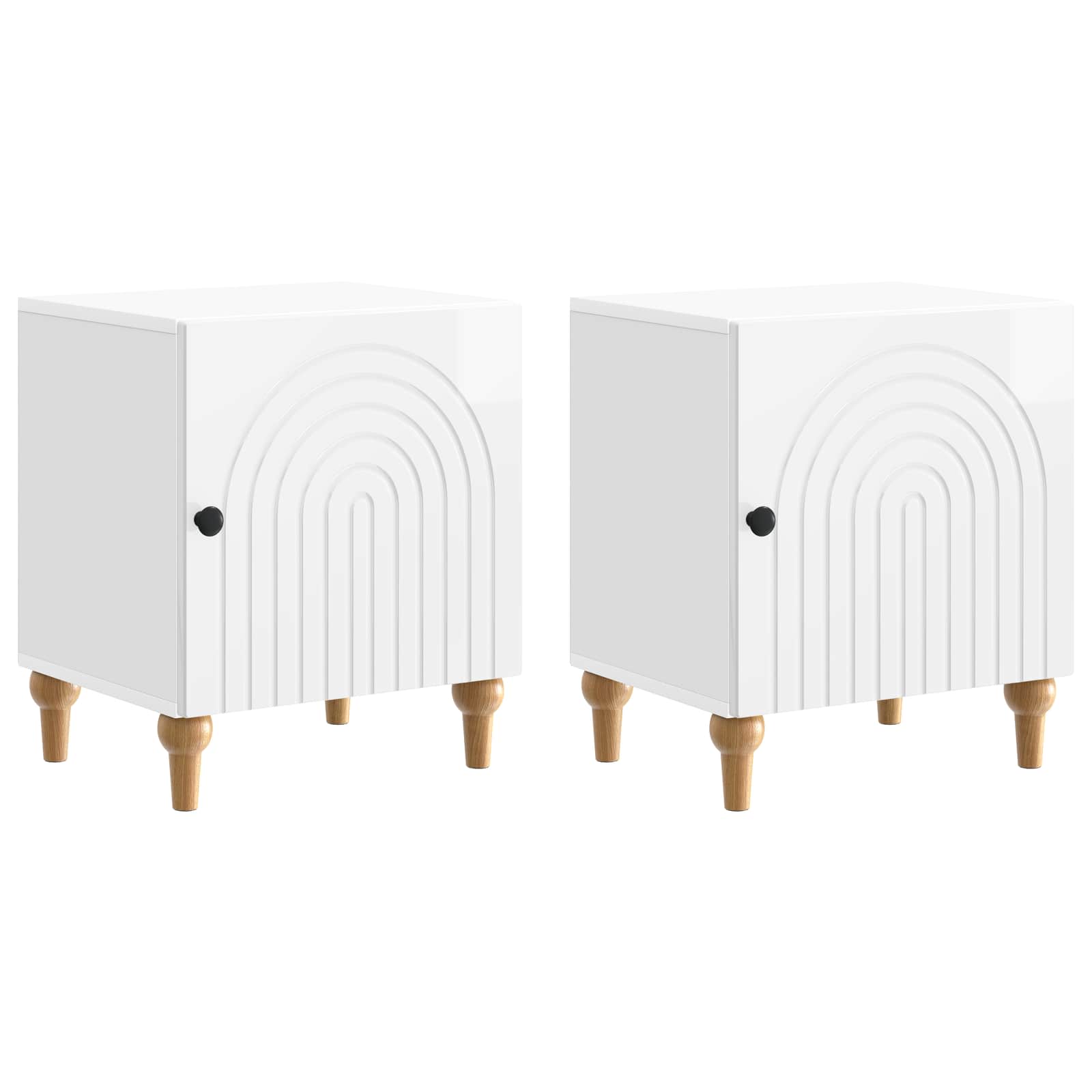 Κομοδίνο 2 pcs Γυαλιστερό Λευκό 43 x 34,5 x 50 εκ - Pakobazaar