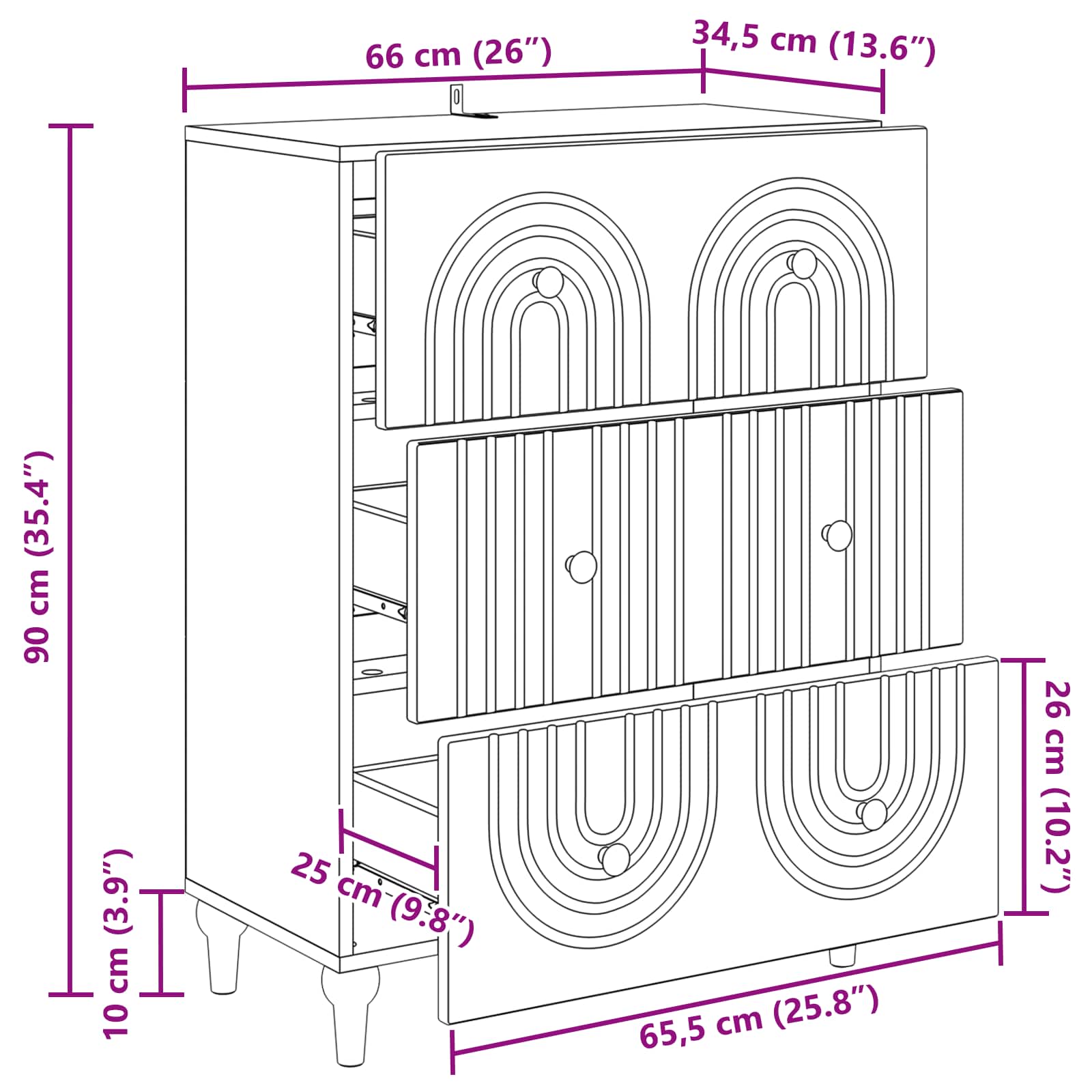 Ντουλάπι με Συρτάρια Γκρι Sonoma 66 x 34,5 x 90 εκ - Pakobazaar