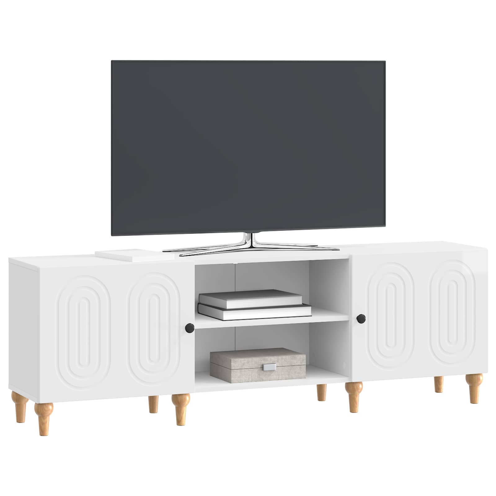 Ντουλάπι TV Γυαλιστερό Λευκό 150 x 31 x 50 εκ. - Pakobazaar