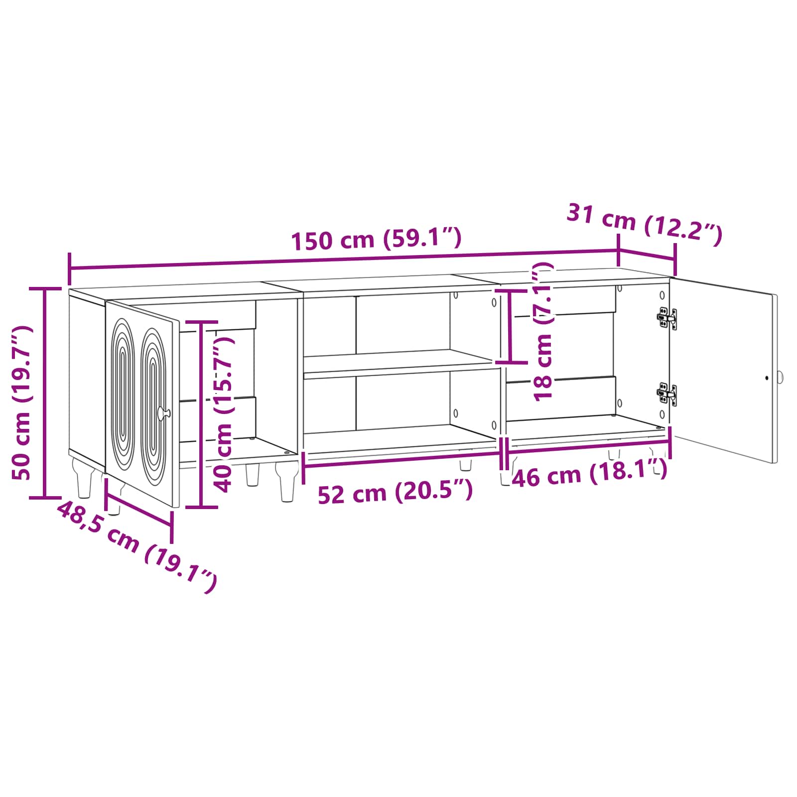 Ντουλάπι TV Παλαιωμένο ξύλο 150 x 31 x 50 εκ. - Pakobazaar