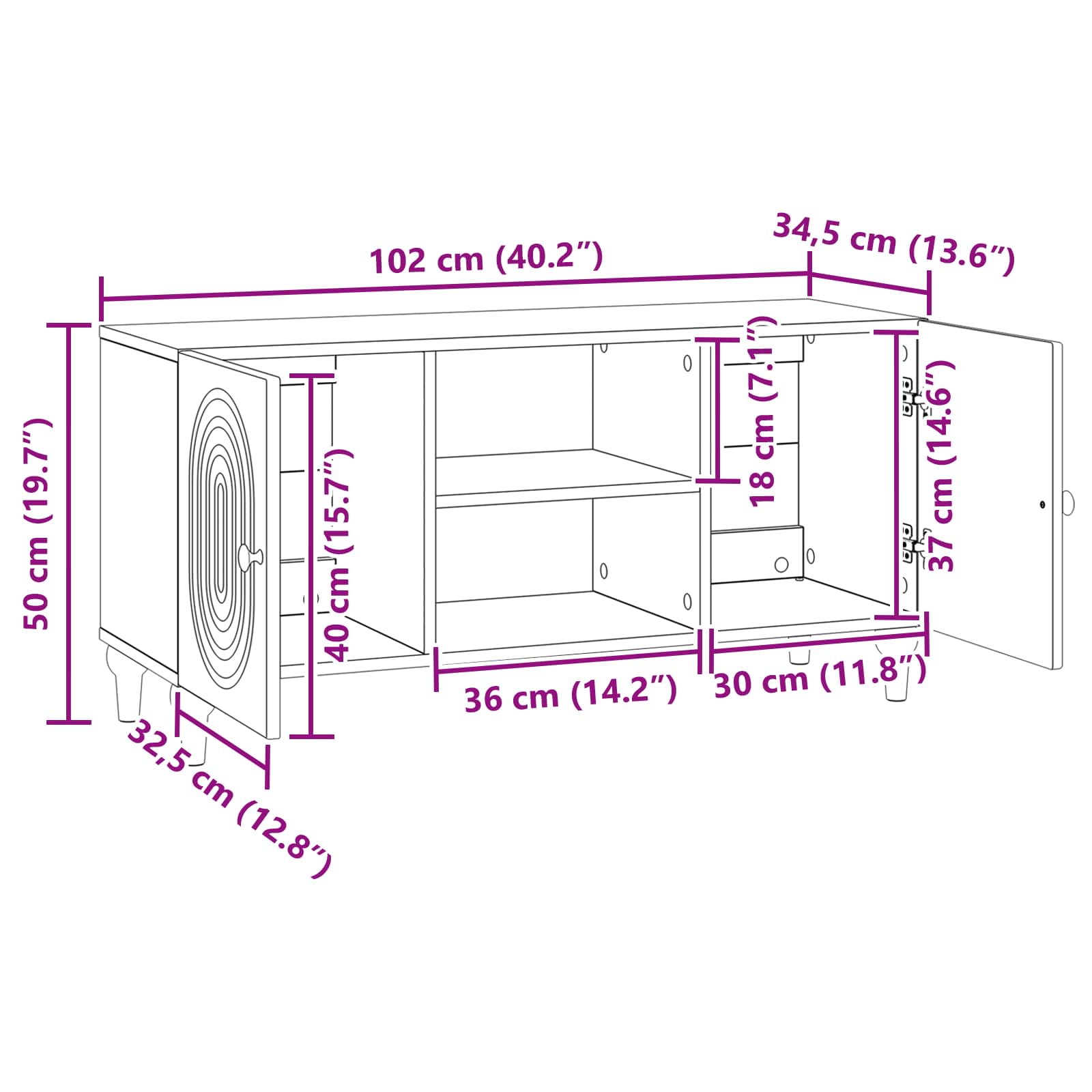 Ντουλάπι TV Γκρι Σκυροδέματος 102 x 34,5 x 50 εκ. - Pakobazaar